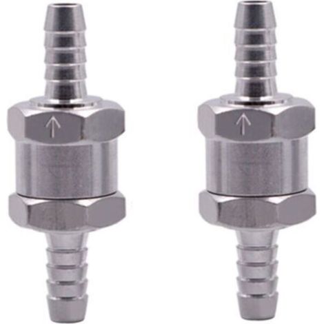 - 2 Pièces Clapet Anti-Retour 8MM Valve de Carburant en Alliage d'Aluminium Non Retour Clapet Anti-Retour pour Essence Diesel Carburateur Systèmes de Carburant à Basse Pression (8MM),argent (1/5)