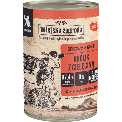 Wiejska Zagroda Healthy Start nourriture humide pour chaton Junior Lapin Veau 400g (1/2)