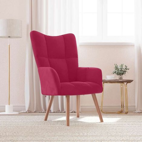 vidaXL Chaise de relaxation Rouge bordeaux Velours (1/5)