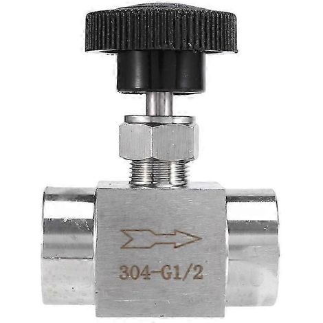 Vanne à pointeau pour la régulation du débit d'eau - Filetage femelle 1/2 pouce BSP - Acier inoxydable 304 (1/5)