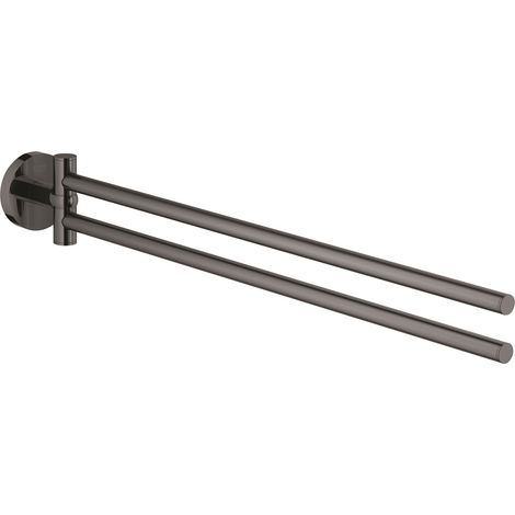 Grohe Essentials Toallero de metal con 2 brazos giratorios, Grafito duro (40371A01)