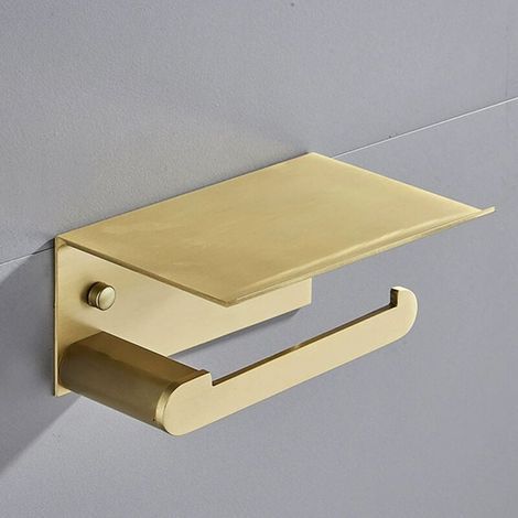 (Doré), Porte-Papier Toilette, Porte-Papier Hygiénique Mural avec étagère de Rangement,Aluminium (Doré) (1/4)