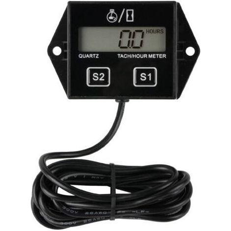 Compteur horaire numérique avec tachymètre, rappel de maintenance, batterie remplaçable, arrêt automatique – pour tondeuse à gazon ZTR, générateur, tracteur, bateau, VTT et moto (1/4)