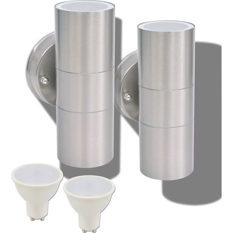 Applique murale LED d'extérieur 2 pcs Acier inoxydable haut bas