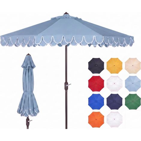 Parasol de Patio Métal, Bleu Bébé et Blanc, 255 X 255 X 248 Cm (1/5)