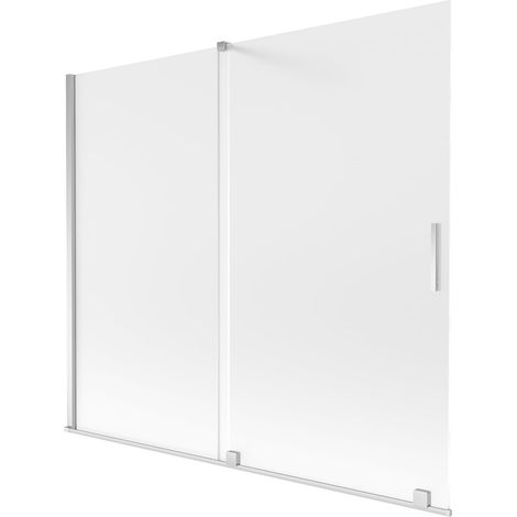 Mexen Velar Badewannenabtrennung 2-flügelig verschiebbar 180 x 150 cm, Mattglas, Chrom - 896-180-000-31-01 (1/2)
