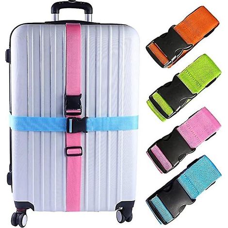 Lot de 2 sangles à bagages de 188 cm x 5 cm (largeur ajustable) - Accessoires de voyage (1/5)