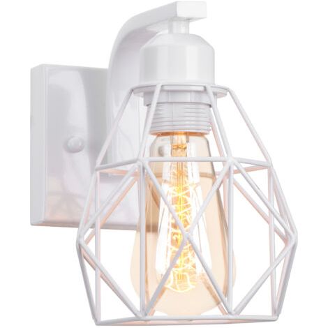 royaluxe- Applique Murale D'Intérieur Rétro Lampe Murale Cage En Métal Applique Murale Rétro Moderne Blanc Pour Chambre, Cuisine, Salon