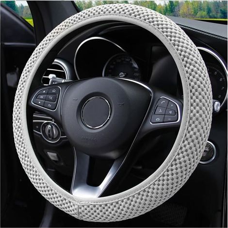 Couvre Volant en Microfibre Cuir Souple, Protege Antidérapant Respirant Souple Durable Accessoire de Voiture, Antidérapant Respirant Caches de Volant pour Voiture Van Truck SUV(Gris) (1/5)
