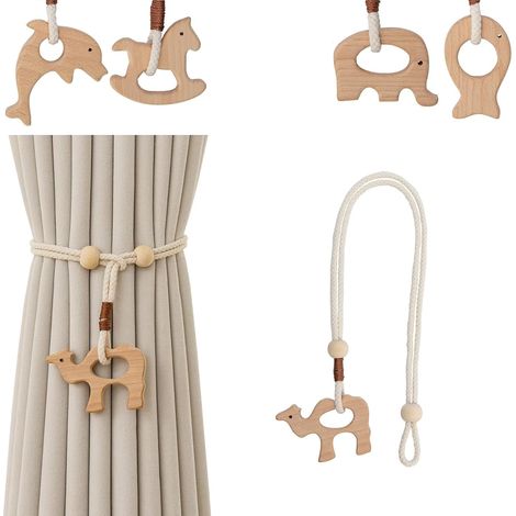 unités, aucune installation requise, embrasses en bois, corde coton (1/5)