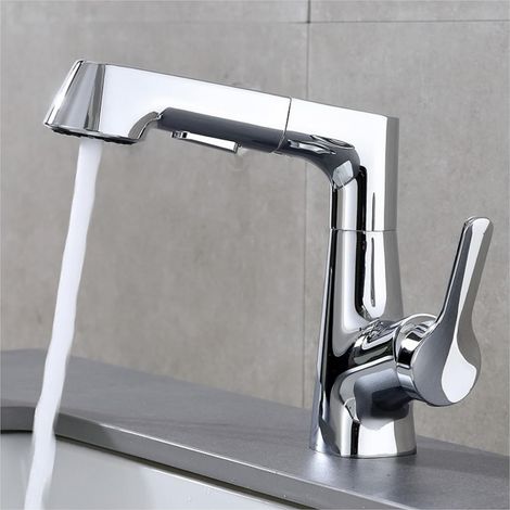 Grifo de cocina con rociador extraíble, grifo mezclador de cocina, grifo de cocina giratorio 360°, color plata. (1/5)