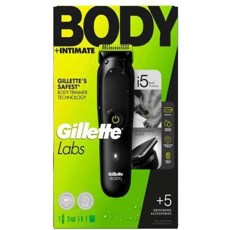 GilletteLabs i5 Körper- + Intimhaartrimmer für Männer, SkinFirst Tech, Lithium-Ionen-Akku