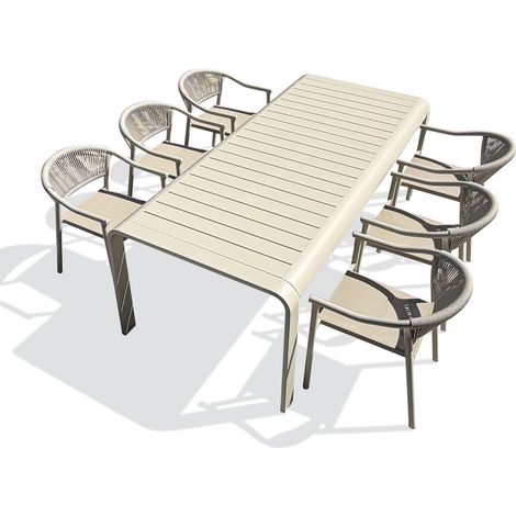 HANOI - Ensemble repas de jardin en aluminium 6 places  - DCB GARDEN