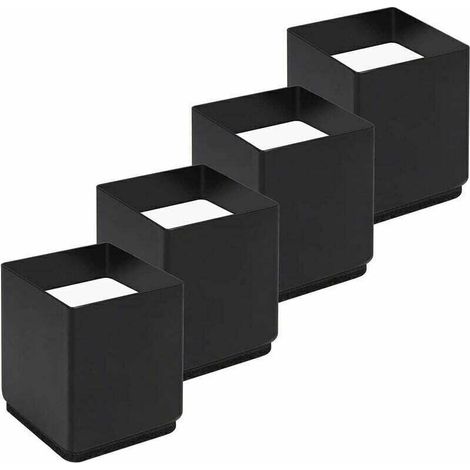 Set di 4 rialzi per gambe del letto in acciaio al carbonio, rialzi per mobili aggiungono 5 cm di altezza, rialzi per tavoli, sedie o divani, salvaspazio per ufficio e letto (nero) (1/4)