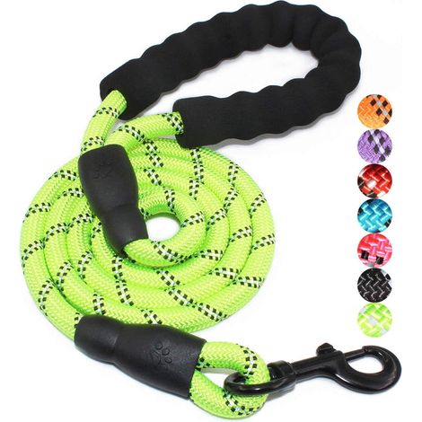 Laisse Pour Chien - Corde Nylon 12,7 mm - Poignée Rembourrée 33 cm - Réfléchissante - 1,5 m - Pour Chiens Petits À Grands - 1 Pièce (1/5)