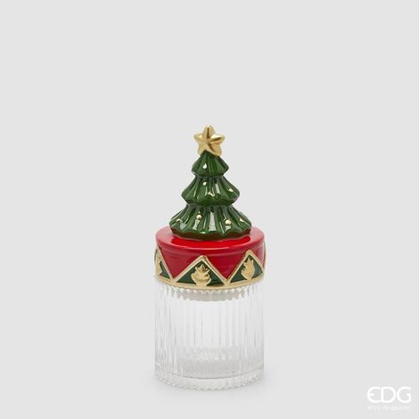EDG Enzo De Gasperi Contenitore Pino Natale H 25 Cm D 11 Cm Green Red (1/5)