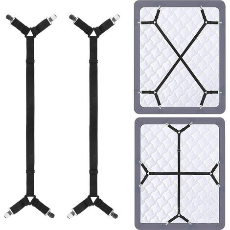 2 bandes élastiques réglables pour la fixation de draps, 60-270 cm, pourvues de fermetures métalliques robustes, bandes antidérapantes pour la fixation de draps, bandes de fixation universelles pour t (1/5)