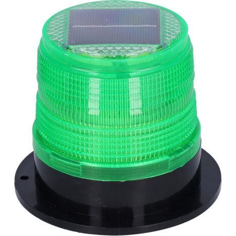 Lampe Stroboscopique LED Solaire Avertissement Clignotante avec Base Magnétique pour Chantier Circulation (Vert) (1/5)