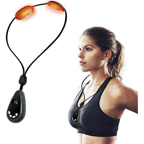 Masajeador linfático de cuello, masajeador cervical EMS con puntos de acupuntura, 6 modos, 15 niveles de intensidad, masajeador de cuello portátil con función de calor para el hogar, la oficina y viaj (1/4)
