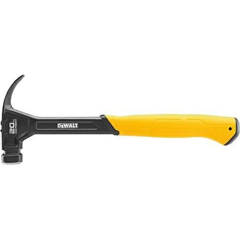 DeWALT Martillo de cara lisa de 567 g, construcción de acero de una pieza y eje de acero grueso tratado térmicamente para mayor durabilidad en el lugar de trabajo, mango de agarre suave para mayor