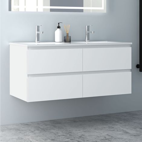 120 cm Badmöbel Set Unterschrank 4 Schubladen soft close Badezimmermöbel Selbstmontierter mit Weiß keramik waschtisch Unterschrank mit Weiß Matt (1/5)