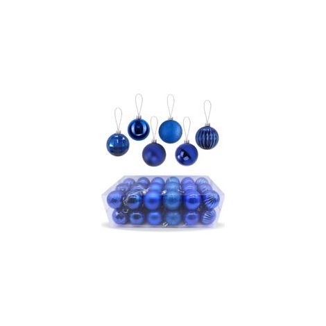 Juego de 36 adornos navideños decorativos, irrompibles, para colgar en el árbol de Navidad, brillantes y relucientes, con asa para colgar en el árbol de Navidad, bodas, fiestas y días festivos (azul)
