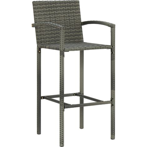 Maison Exclusive - Tabourets de bar lot de 2 gris résine tressée (1/5)