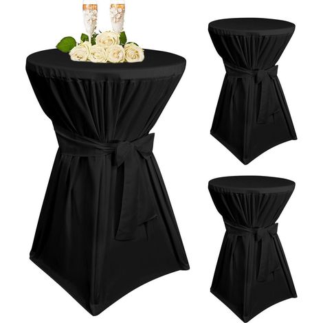 Stehtischhusse 3er-Set Schwarz für Ø 60-65 cm Stehtische, Polyester, mit Fußtaschen