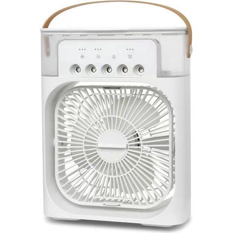 Refroidisseur silencieux 4-en-1 USB portable avec humidification, LED 7 couleurs et 3 vitesses – Blanc (1/5)