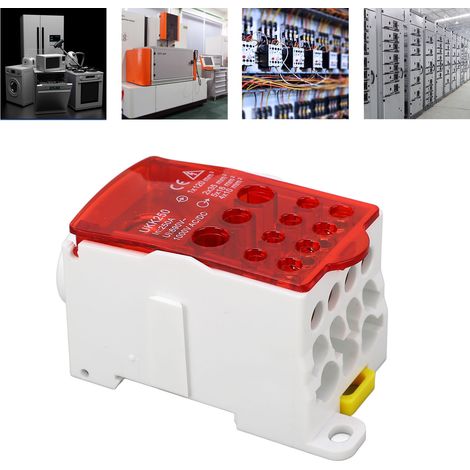 UKK250 C45 Boîte de jonction unipolaire de type rail DIN, répartiteur modulaire, 690 V 250 A, rouge. (1/5)