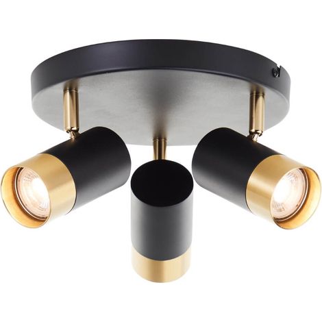 Spot en saillie 3 lumières Vigolo noir avec de l'or - G03434/86