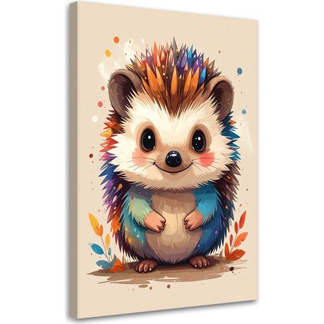 Toile Imprimée, Petit hérisson animaux de la forêt,20x30 (1/4)