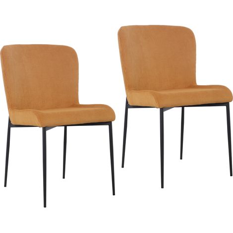 SVITA FREDDIE Esszimmerstuhl 2er Set Cordbezug Metallbeine Senfgelb