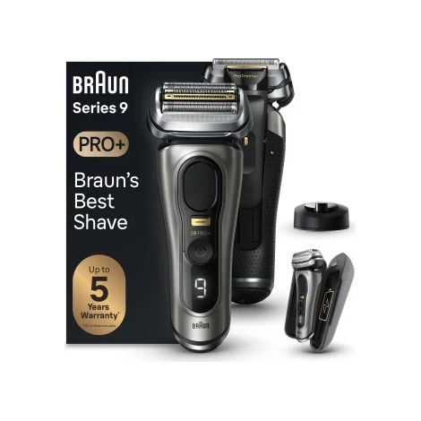 Braun Series 9 Pro+ Elektrorasierer, Rasierer-Ladeetui (PowerCase), Wet & Dry, 9525s, Edelmetall (1/2)