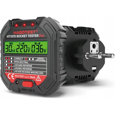 Tester per prese elettriche con ampio display LCD, test RCD, tester (1/5)