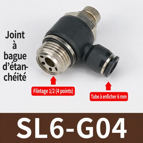 Raccord pneumatique régulateur de débit SL6-G04 noir tube 6 mm filetage G 1/2 sl6-g04 noir 6mm 1 75 g – Livraison gratuite