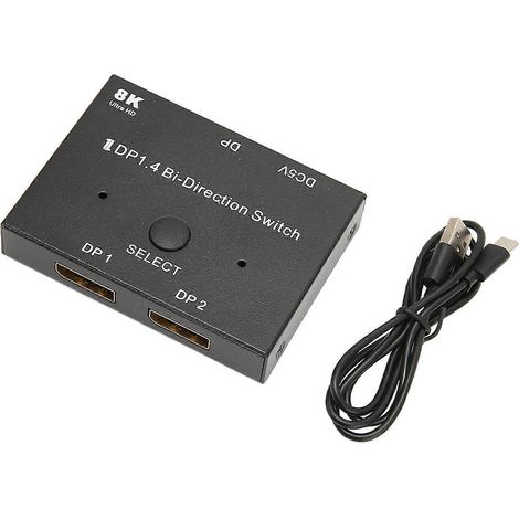 Commutateur/distributeur bidirectionnel 4 pouces 8K 60 Hz 1 vers 2 et 2 vers 1, compatible avec les projecteurs, les téléviseurs et les moniteurs. (1/5)