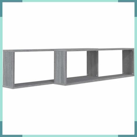 815909 étagères murales cube 2 pcs Sonoma gris 100x15x30 cm Bois (1/5)