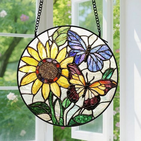 Capteur de Soleil en Vitrail Décoration Spirituelle pour Maison 15cm (1/4)