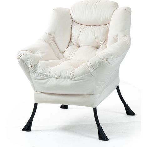 Fauteuil relax avec structure en métal et poche latérale, style simple, confortable pour chambre, salon et balcon (1/5)