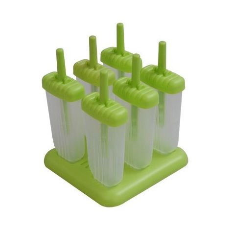 KOWOLL Ensemble de moules à glace rectangulaires en plastique (7 pièces, fond transparent, poignée verte)