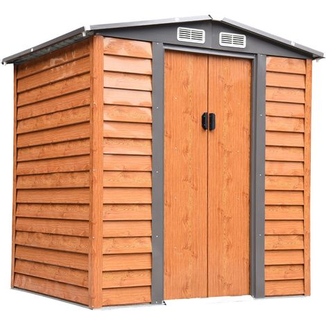 Casetta Box da Giardino 197,5x160x178-201 cm in acciaio e Polipropilene Marrone (1/5)
