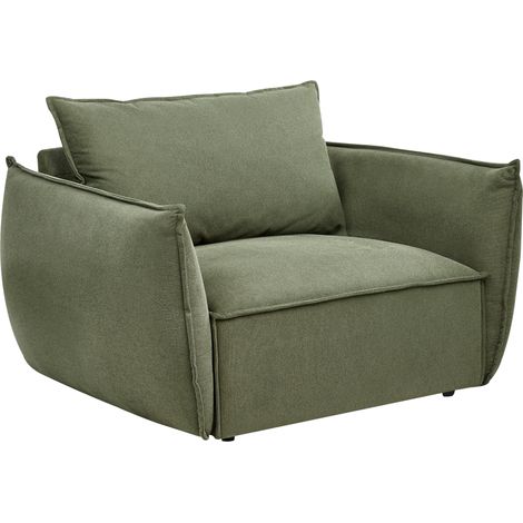 Sillón de tela bajo asiento profundo y ancho respaldo acolchado acogedor moderno verde Kunes