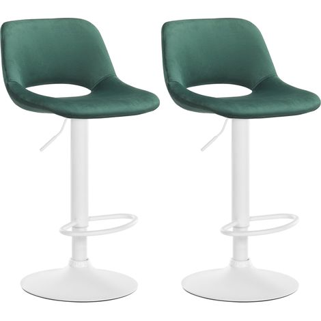 2er Set Barhocker Camden Samt grün Metall matt weiss