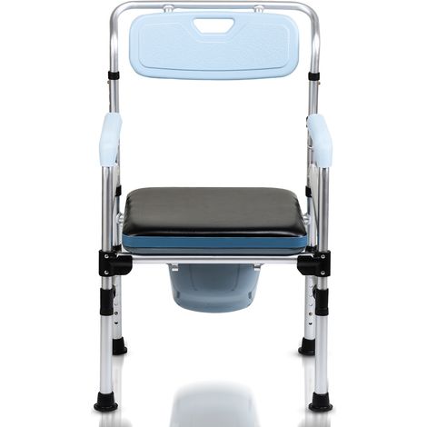 Wolketon Sedia da toilette Sedia da notte regolabile in altezza Aiuto alla toilette Sedia da toilette antiscivolo con bracciolo