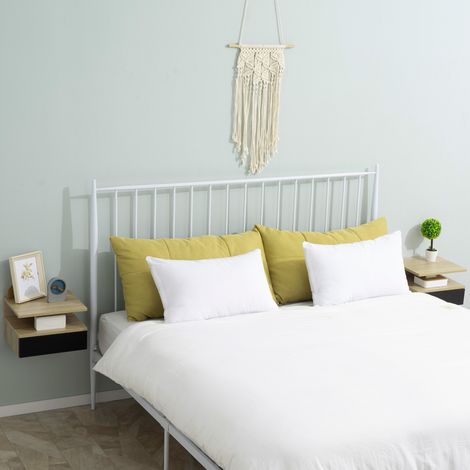 2er-Set Wandnachttische – 2er-Set Nachttische – Schublade, Ablagefach, Tischplatte – Schwarze Eiche