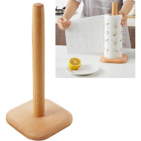 Porte-essuie-tout en bois, support sur pied pour plan de travail, table à manger, base carrée (1/5)