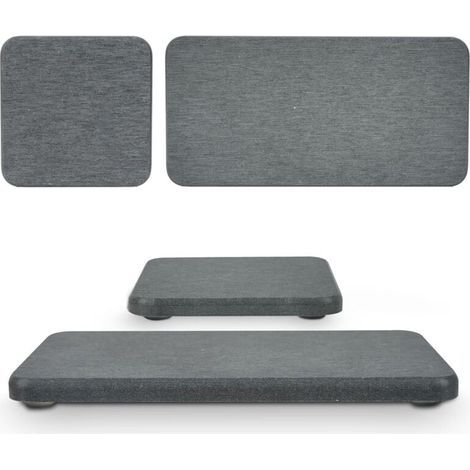 Set di 4 tappetini assorbenti in terra diatomacea, 2 contenitori grandi e 2 piccoli con cuscinetti antiscivolo e carta abrasiva, ideali per piani di lavoro e sotto le mensole della cucina. (1/4)