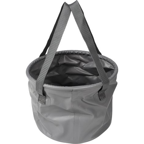 Seau pliable 10L grande capacité renforcé pour camping pêche, réservoir eau portable avec poignée, gris (1/5)