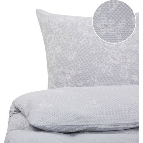 Conjunto de fundas de algodón gris blanco funda de almohada patrón floral 200 x 220 cm tradicional elegante dormitorio Morningside